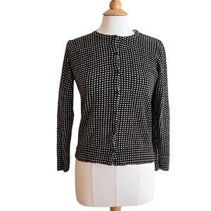 Croft & Barrow Cotton Black & White Print Button Down Cardigan Sweater, M